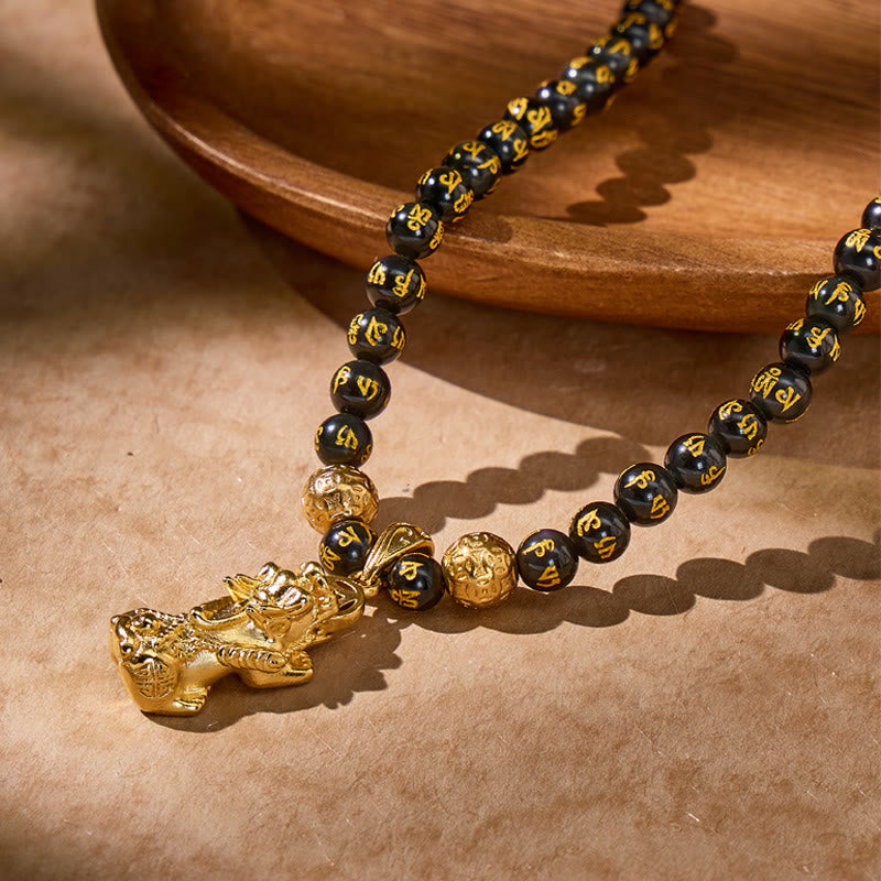 FuAttract Feng Shui Black Obsidian Pixiu Wealth Protection Mantra Necklace - image 4