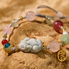 FuAttract Romance & Fortune Jade Pixiu Charm Bracelet – Rose Quartz, Pearl & Prehnite - image 4