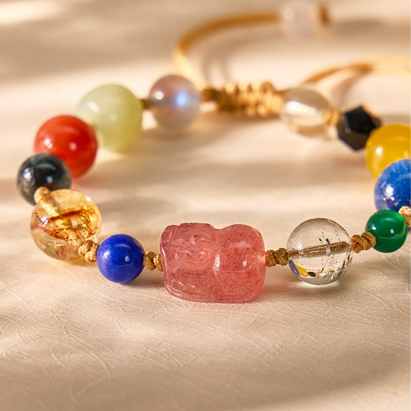 FuAttract Protection & Prosperity Bracelet – Pixiu with Multi-Gemstone, Black Obsidian & Moonstone - image 4