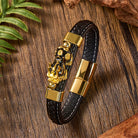 FuAttract Wealth & Success Black Leather Pixiu Men's Bracelet - Black - 23cm - image 1