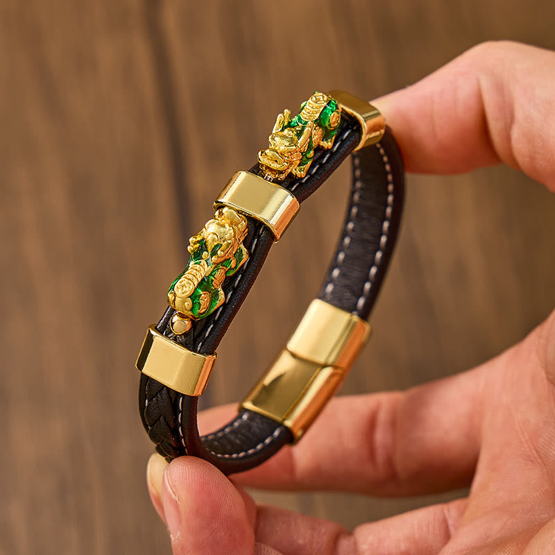 FREE Today: Success & Protection Double Pixiu on Black Leather Bracelet - image 19