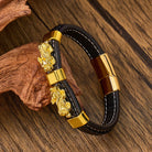 FuAttract Success & Protection Double Pixiu on Black Leather Bracelet - image 2