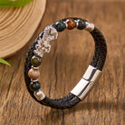 FuAttract Protection & Prosperity Bracelet – Pixiu with Agate Beads on Braided Leather - Silver - 23cm - image 9