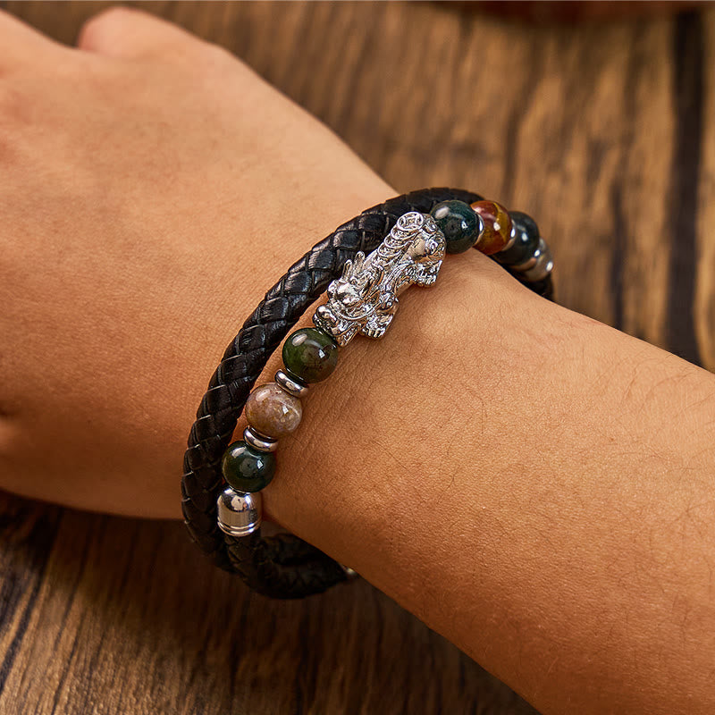 FuAttract Protection & Prosperity Bracelet – Pixiu with Agate Beads on Braided Leather - image 12