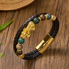 FuAttract Protection & Prosperity Bracelet – Pixiu with Agate Beads on Braided Leather - image 1