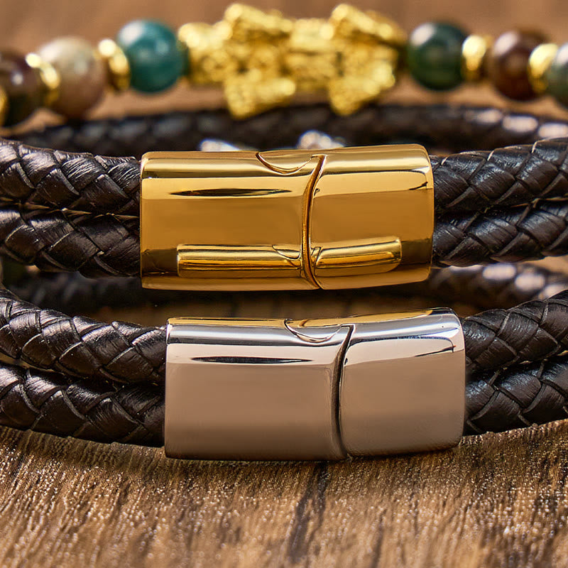 FuAttract Protection & Prosperity Bracelet – Pixiu with Agate Beads on Braided Leather - image 15