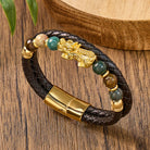 FuAttract Protection & Prosperity Bracelet – Pixiu with Agate Beads on Braided Leather - image 2