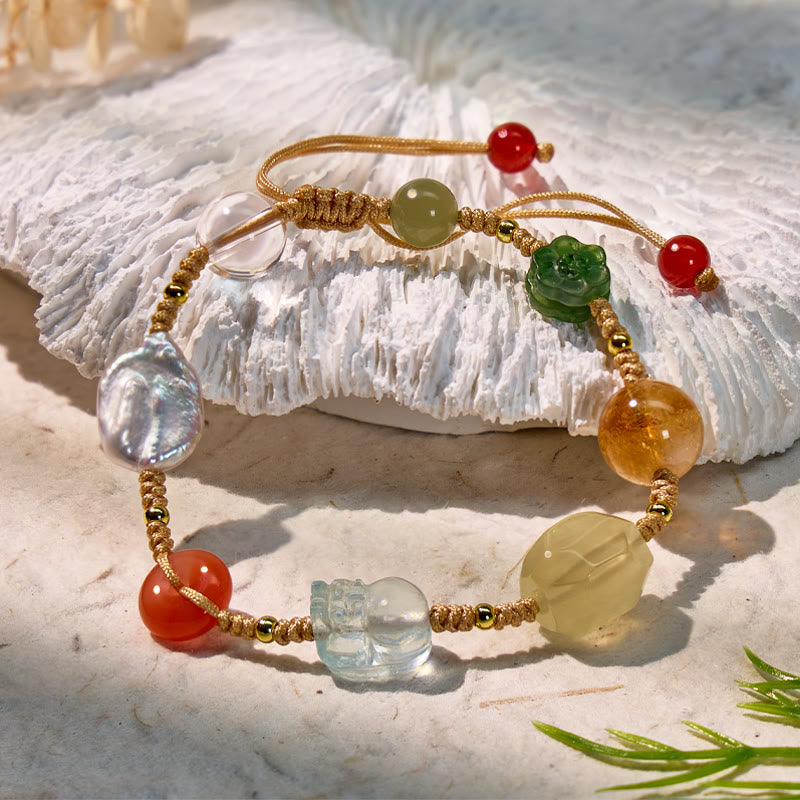 FuAttract Multi-Gemstone Pixiu Bracelet – Clear Quartz, Pearl, Jade & Citrine for Luck - image 2