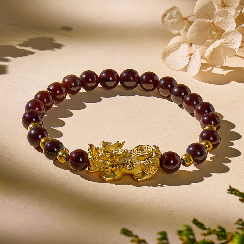 FuAttract Prosperity & Protection Feng Shui Garnet Pixiu Bracelet - Garnet - image 0