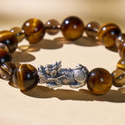 FuAttract Wealth Success Tiger's Eye & Ice Obsidian Silver Pixiu Bracelet - image 2
