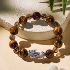 FuAttract Wealth Success Tiger's Eye & Ice Obsidian Silver Pixiu Bracelet - Yellow Tiger's Eye - image 0