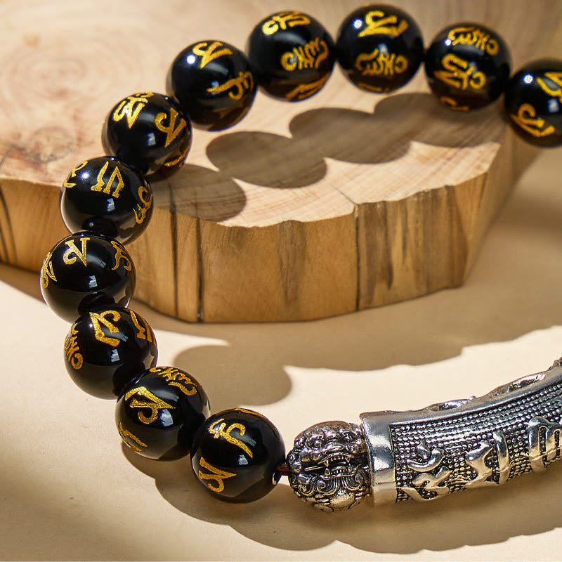 FuAttract The Unyielding Strength - Obsidian Guardian Mantra Pixiu Bracelet - image 2