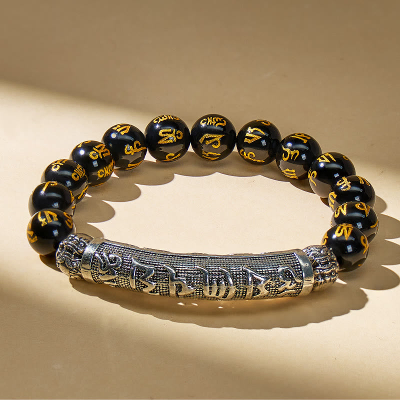 FuAttract The Unyielding Strength - Obsidian Guardian Mantra Pixiu Bracelet - 10mm - image 0