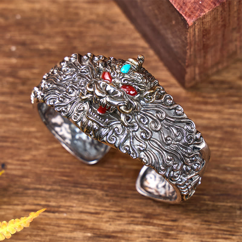 FuAttract Feng Shui Good Fortune Vintage Pixiu Wide Cuff Bracelet - Pixiu - image 0