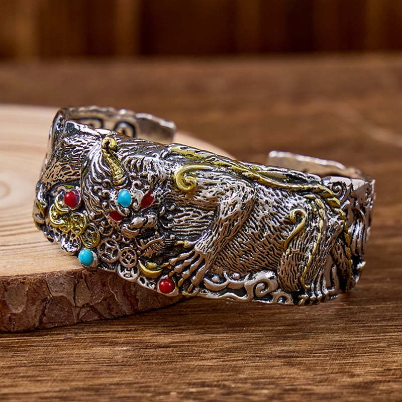 FuAttract Prosperity & Luck Guardian Bracelet – Pixiu Engraved Metal Cuff - Pixiu - image 0