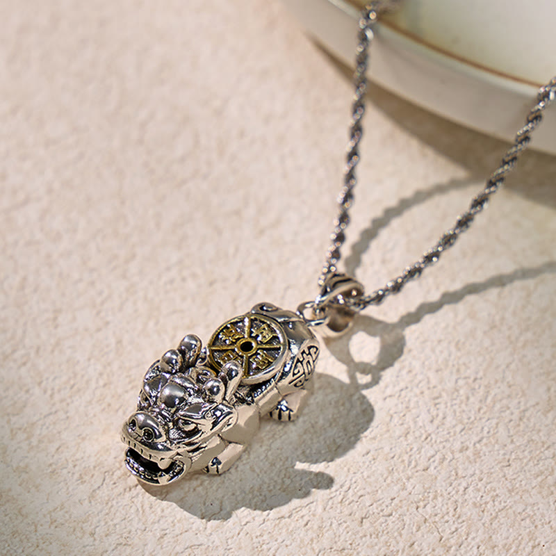 FuAttract Fortune-Attracting Pixiu Amulet – Handcrafted Metal Protection Necklace - With Rope Chain - image 0