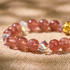 FuAttract Love Luck & Abundance – Strawberry Quartz Energy Bracelet with Pixiu & Sunflower Charm - image 5