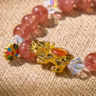 FuAttract Love Luck & Abundance – Strawberry Quartz Energy Bracelet with Pixiu & Sunflower Charm - image 4