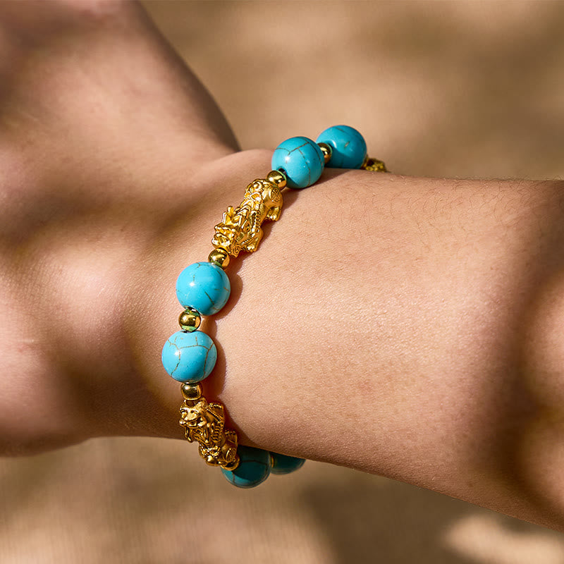 FuAttract Guardian of Abundance - Wealth-Attracting 4 Pixiu Turquoise Bracelet - image 3