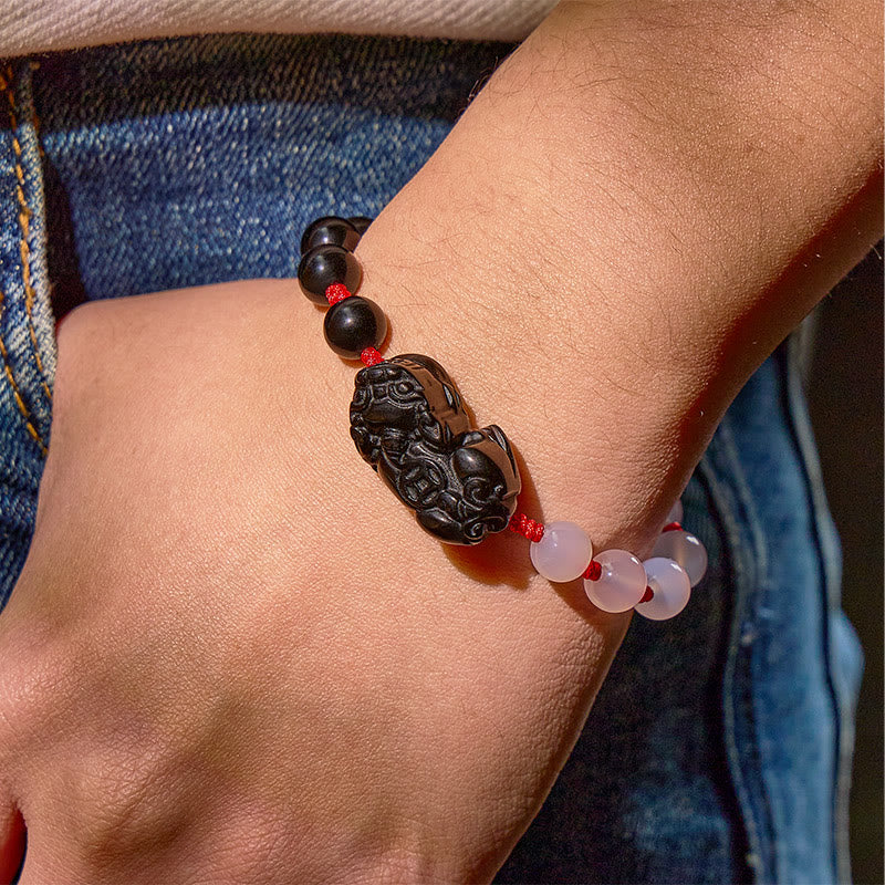 FuAttract Prosperity & Harmony Couple Bracelets – Obsidian + Jade Pixiu Charm - image 2