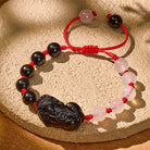 FuAttract Prosperity & Harmony Couple Bracelets – Obsidian + Jade Pixiu Charm - Red - image 1