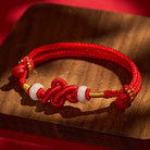 FuAttract Red String Jade Protection Bracelet – Lucky Knot for Fortune & Harmony - Red String&Jade(Wrist Circumference 14-22cm) - image 0