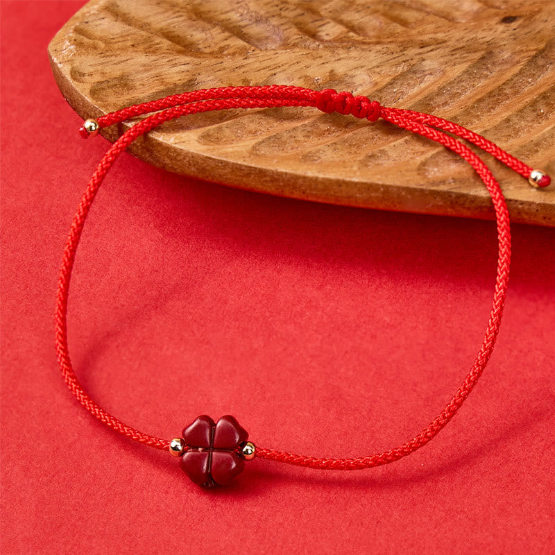 FuAttract Manifest Luck Cinnabar Four-Leaf Clover Red String Bracelet - image 9