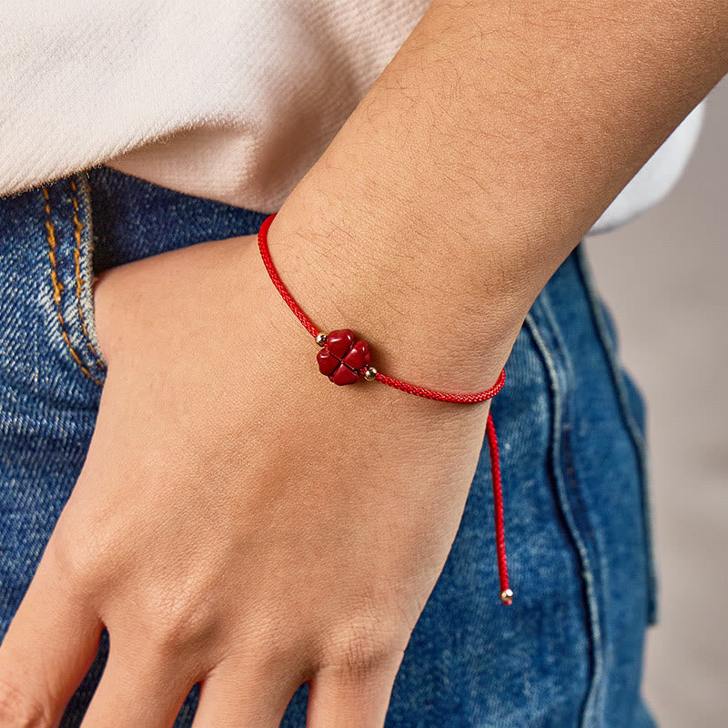 FuAttract Manifest Luck Cinnabar Four-Leaf Clover Red String Bracelet - image 8