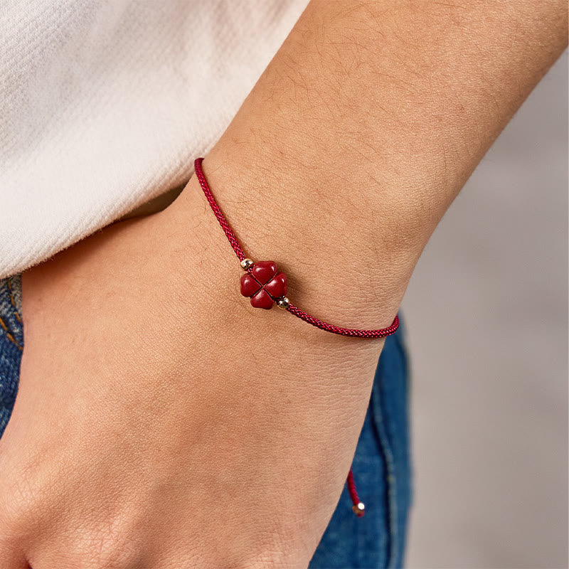FuAttract Manifest Luck Cinnabar Four-Leaf Clover Red String Bracelet - image 2