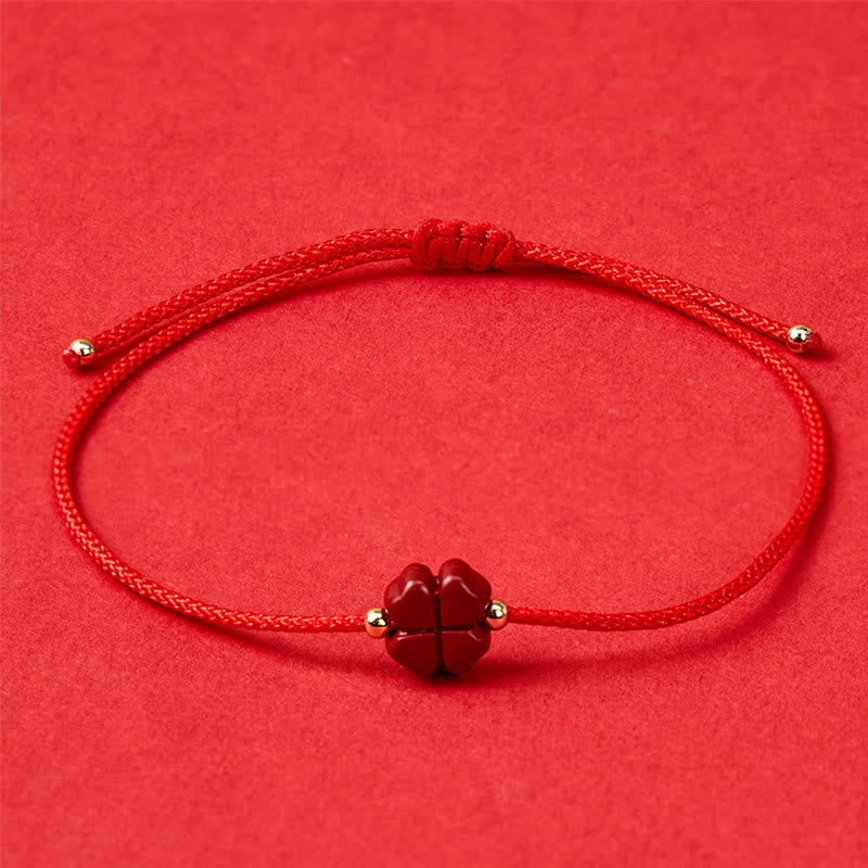 FuAttract Manifest Luck Cinnabar Four-Leaf Clover Red String Bracelet - Red - image 6