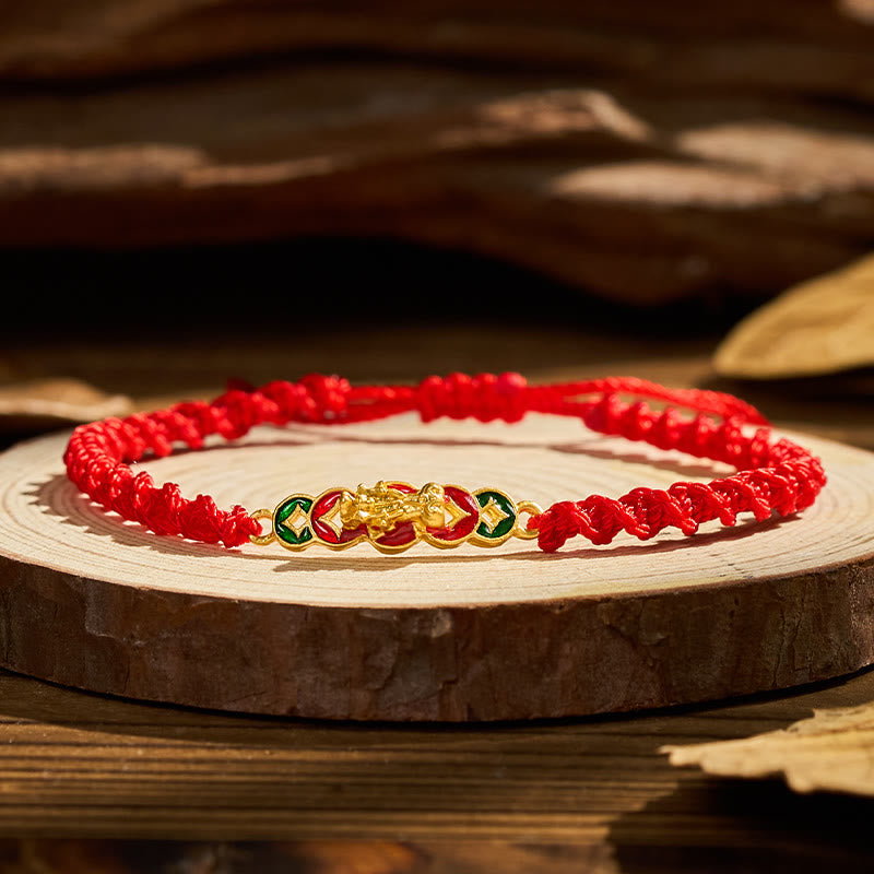FuAttract Wealth Attraction Red String Feng Shui Bracelet Featuring Pixiu - image 1
