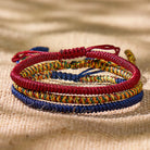FuAttract Feng Shui Talisman Tibetan Buddhist Knot Lucky Rope Bracelet - Dark Red & Gold & Blue - image 8