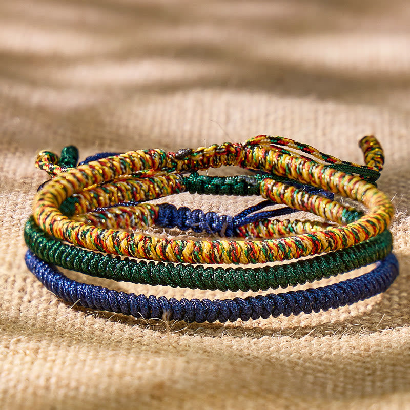 FuAttract Feng Shui Talisman Tibetan Buddhist Knot Lucky Rope Bracelet - Gold & Green & Blue - image 5