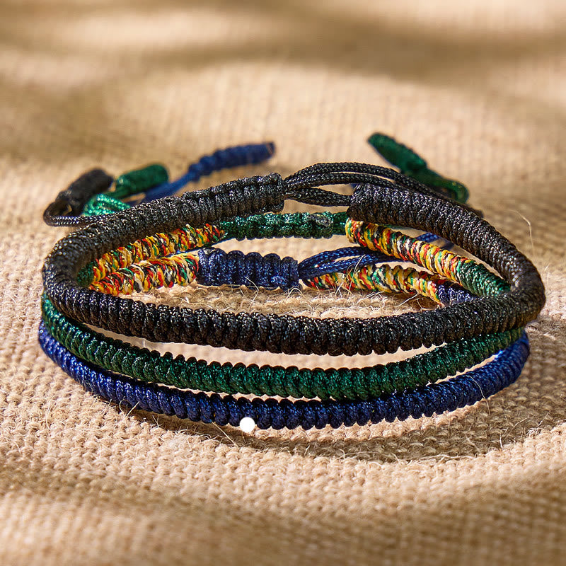 FuAttract Feng Shui Talisman Tibetan Buddhist Knot Lucky Rope Bracelet - Black & Green & Blue - image 11