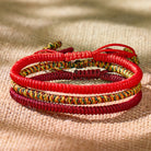 FuAttract Feng Shui Talisman Tibetan Buddhist Knot Lucky Rope Bracelet - Red & Gold & Dark Red - image 0