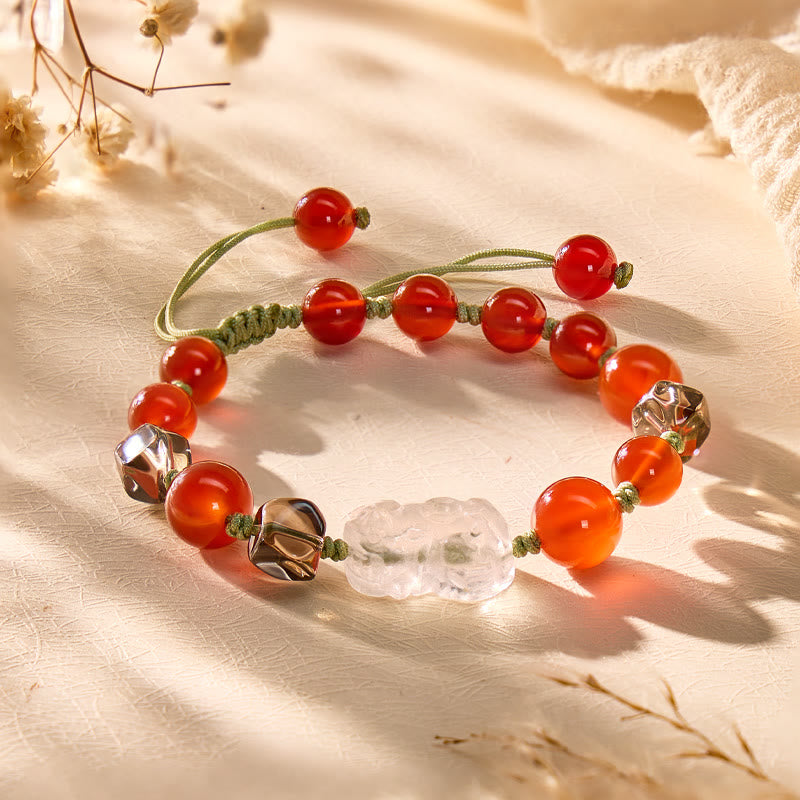 FuAttract Wealth Magnet - Red Agate Tea Crystal Pixiu String Bracelet - image 1