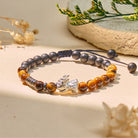 FuAttract Silver Pixiu Protection Bracelet - Tiger' s Eye & Matte Onyx - String - image 0