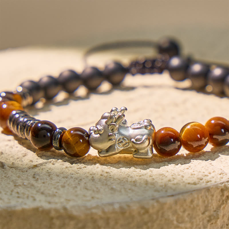 FuAttract Silver Pixiu Protection Bracelet - Tiger' s Eye & Matte Onyx - image 3