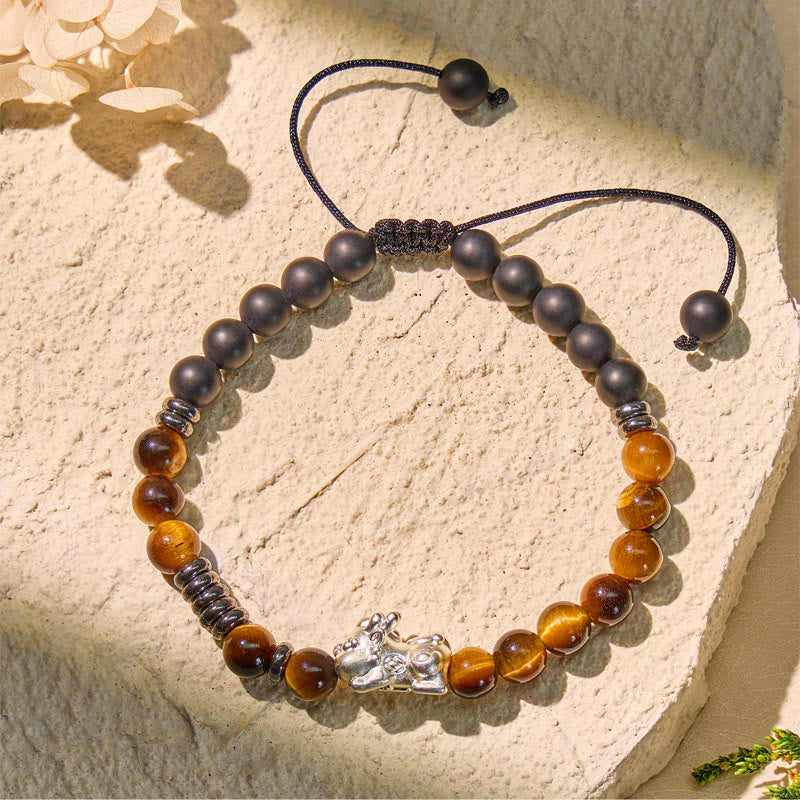 FuAttract Silver Pixiu Protection Bracelet - Tiger' s Eye & Matte Onyx - image 1