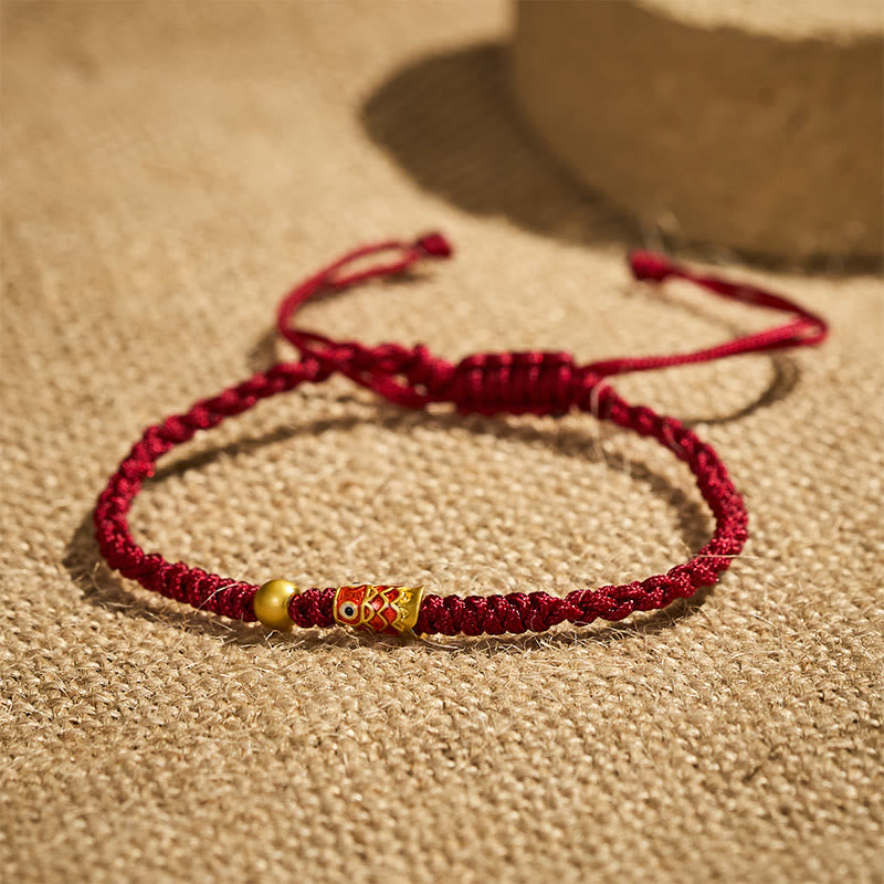 FuAttract Good Luck Koi Fish Charm Red String Prosperity Bracelet - Dark Red - image 0