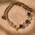 FuAttract Wealth Attraction Bracelet - Tiger's Eye & White Crystal with Golden Fan Charm - image 1