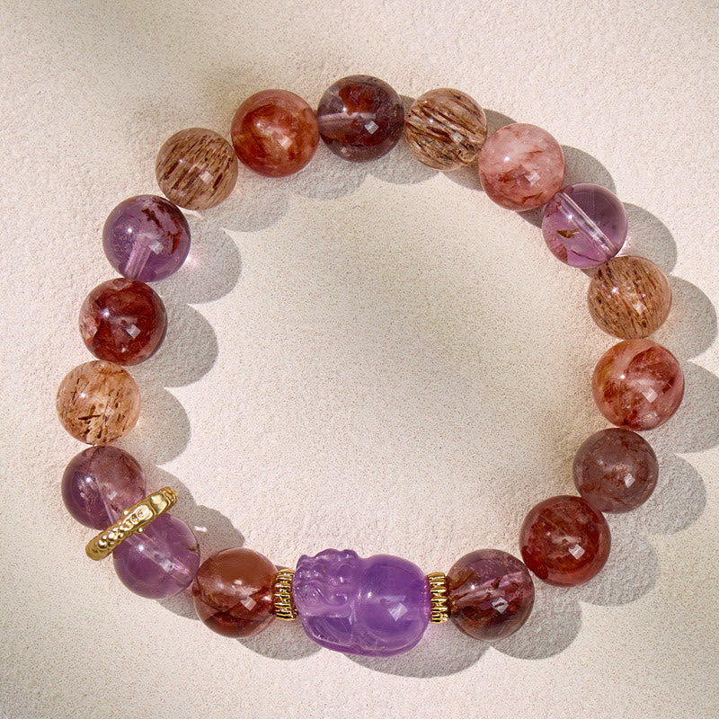 FuAttract Prosperity & Healing Crystal Bracelet – Super Seven, Amethyst & Pixiu Talisman - image 1