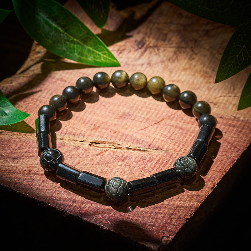 FuAttract Energy Shield Bracelet – Tourmaline x Golden Obsidian Protection - image 1