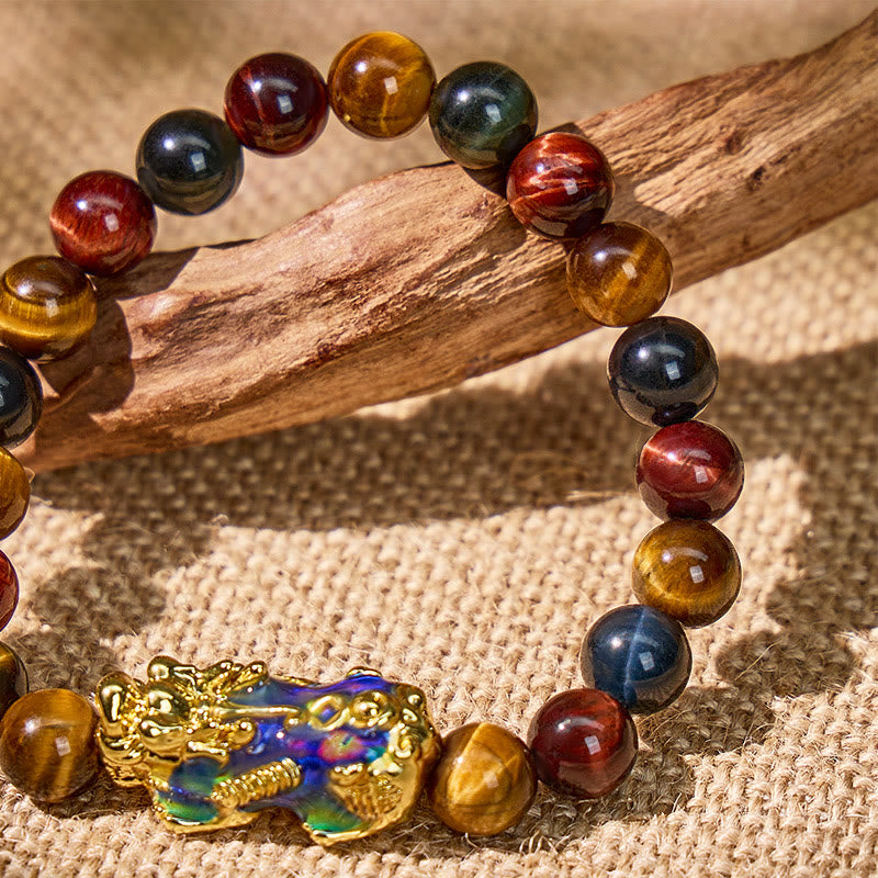 FuAttract Guardian Protection Bracelet – Tricolor Tiger's Eye & Golden Obsidian Pixiu - image 5