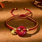 FuAttract Guardian Blessing Bracelet – Cinnabar Ping An Buckle with Fu Character Red String - Ping An Buckle - image 0