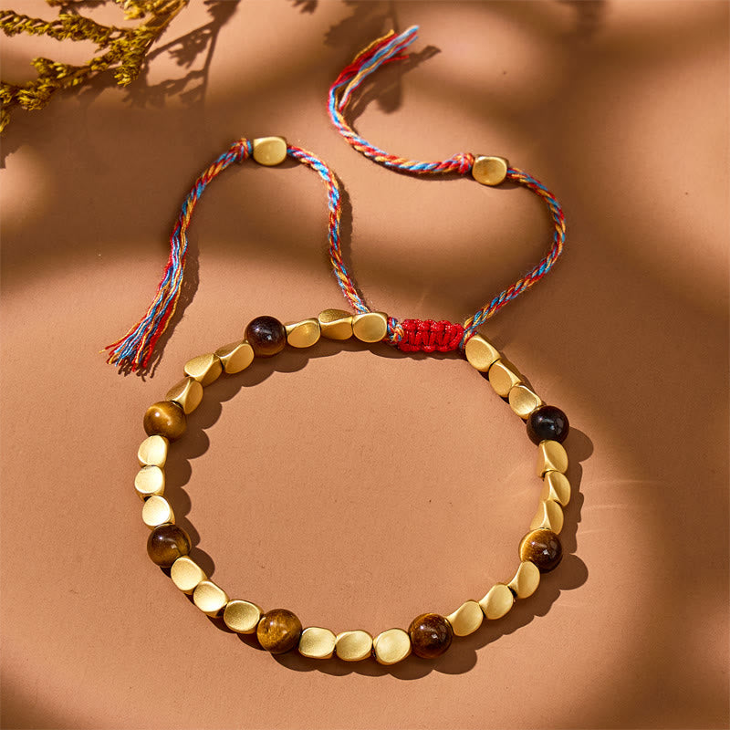 FuAttract Career Focus – Tibetan Copper Beads Tiger's Eye Five-Color Cord String Bracelet - image 1