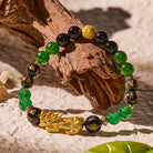 FuAttract Protective Flow – Pixiu Green Agate Obsidian Mantra Bracelet - image 1