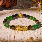 FuAttract Protective Flow – Pixiu Green Agate Obsidian Mantra Bracelet - 8mm - image 0