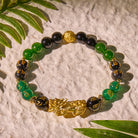 FuAttract Protective Flow – Pixiu Green Agate Obsidian Mantra Bracelet - image 2
