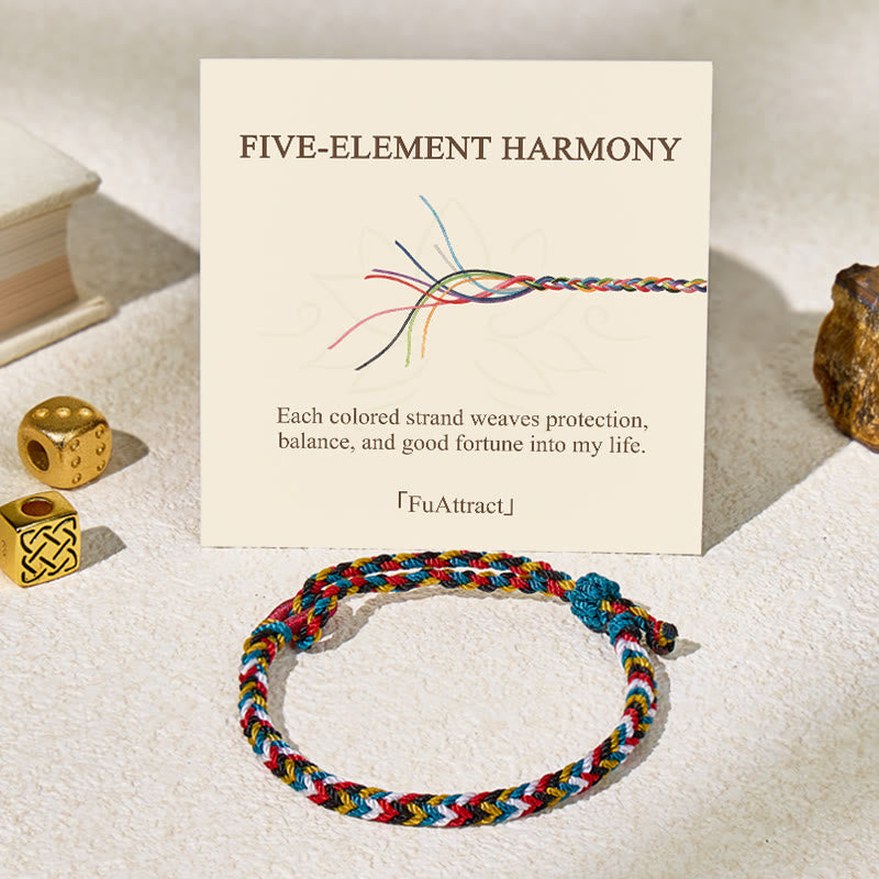 FuAttract Spiritual Woven Good Fortune Bracelet – Five Color Protection String - String - image 0